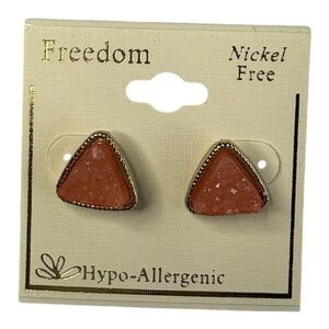 5/$25 NWT Freedom Fashion Orange Triangle  Earrings